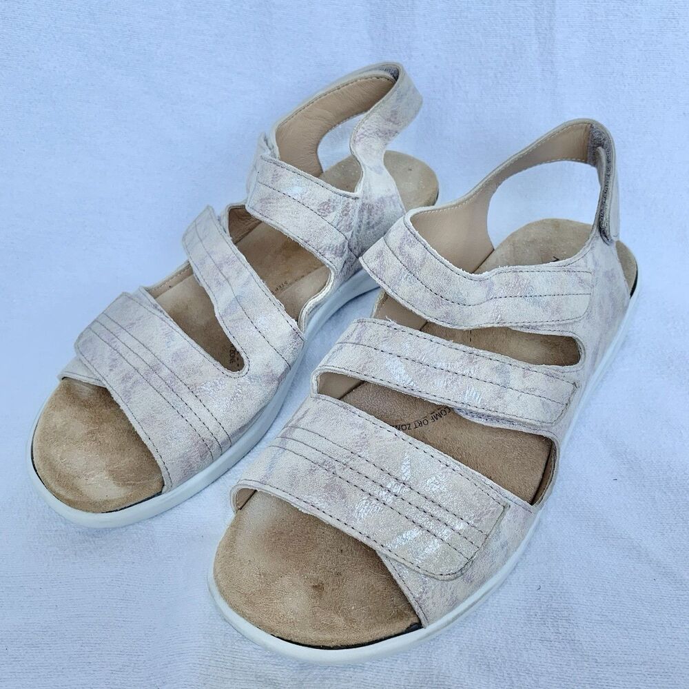 Ziera Womens Bardot Blush Leather Super Support Sandals 3 Straps EU 41W/US 10.5W